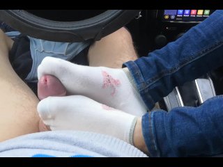 FOOTJOB and SOCKJOB and HandJob IN CAR