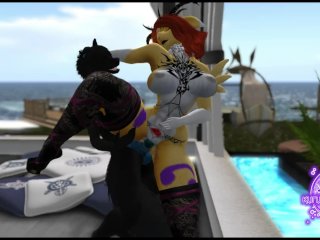 old, big boobs, redhead, renamon