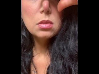 nose pinching, solo female, nose fetish, pig nose