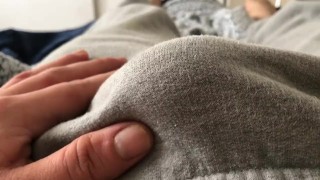 Small uncut cock morning wood tease