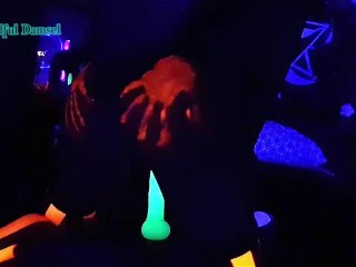 blacklight, booty, neon, goth girl