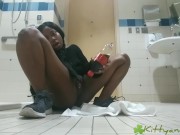 Kitty squirts on her coca cola bottle