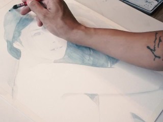 Painting Ai Uehara while_Naked - NakedArtist
