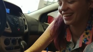 Teen Gives Me A Blowjob In Car Wash