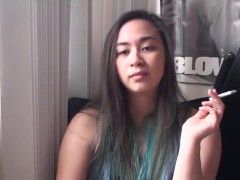 Miss Dee Nicotine Having the First Cigarette of the day!