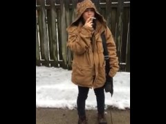 Miss Dee Nicotine Smoking in the Rain