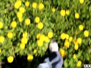 Preview 1 of Casual Blowjob from a Stranger Girl in the flower field