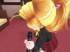 Cute schoolgirl sings for you