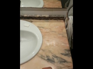 twink jerking and cumming huge cumshot on lavatory in hotel