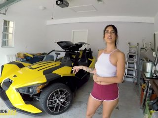 Roadside - Penelope sits her tight pussy down on our Mechanics thick dick