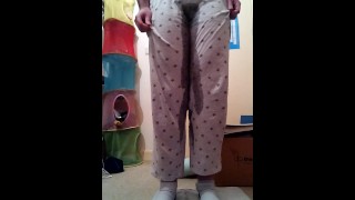 Desperately Wetting Grey Pajama Pants And FTM Pee Dancing