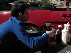 Skylar Snow Is A Big Tit Nympho Who Cucks Her Husband With The Car Polisher