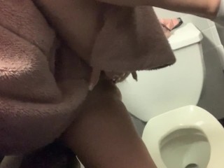 Hairy Pussy Teen Fingers herself in Church Bathroom