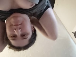 I play with my boobies while I play with my cock