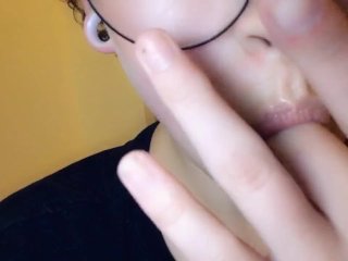 sloppy, deepthroat, solo female, sucking fingers