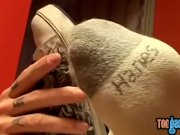 Preview 1 of Thug jock Evan Heinze caressing socks in foot fetish solo