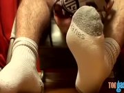 Preview 4 of Thug jock Evan Heinze caressing socks in foot fetish solo