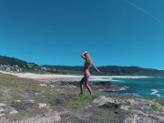 Preview 3 of TRAVEL NUDE - Naked girl dancing on a public beach Doniños in Spain