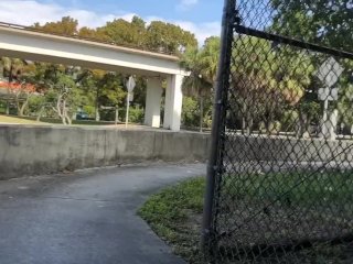 Daytime cum on a sidewalk in Miami (TS PublicPrincess)