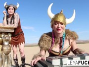 Preview 1 of Leya the Viking takes a gold trophy up her ass