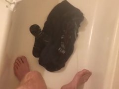 Master pisses on Normas clothes while shes at school