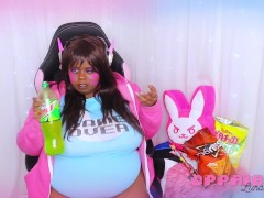 OPPAIBBY - CHUBBY D.VA MUKBANG STUFFING + BELLY WORSHIP (PREVIEW)