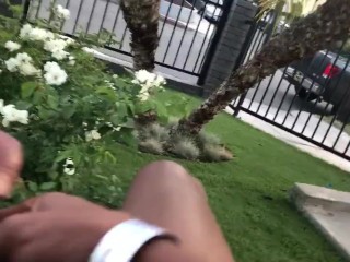 Cumming and Jacking in the Front Yard