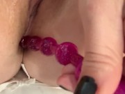 Preview 5 of Tightest asshole close up anal play with vibrating anal toy moaning milf