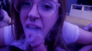 Blowjob Slut From VAPE Eats Cum Off Couch