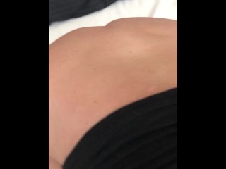 Hot blonde huge tit MILF fingers herself and_sucks dick