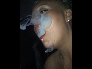 solo female, smoking inhale, 420, slut