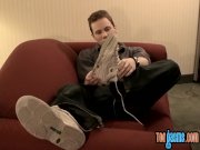 Preview 2 of Young and handsome Tommy solo masturbates while showing his feet