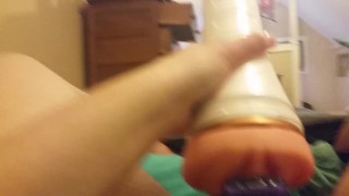 Fucking my fleshlight hard with cock ring. (intense orgasim and moan