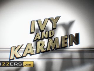 Brazzers - Busty tattoed pornstars Ivy Lebelle & Karmen Karma Share cock in screenshot number 0