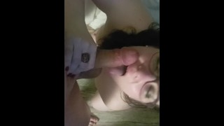 Wife Sucks Cock And Takes Facial In Glasses