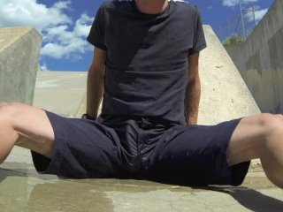 Pissing Black_Athletic Shorts in Public and_Cumming Inside Them