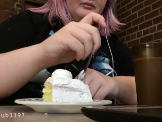 teenager, cake stuffing, bbw eating cake, solo female