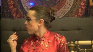 Elegant Transgirl Eating Octopus in an Alternate Timeline