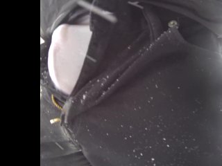 PublicPissing Black Jeans and WhiteBriefs in a Snowstorm
