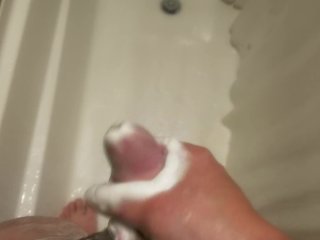 Playing with my soapy dick.... cumshot at the end