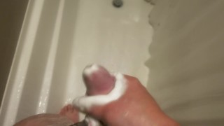 Playing with my soapy dick.... cumshot at the end