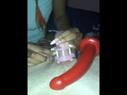 Preview 4 of Ebony Gf Puts Sissy White Bf in Chastity for Small Dick