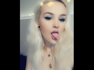 Snapchat Cutie Showing off Long Tongue