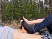 Preview 2 of beautiful public footjob and sockjob in the Park
