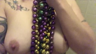 Pinkangelxxx7- Playing With My Natural Tits Wearing Mardi Gras Maskkkk