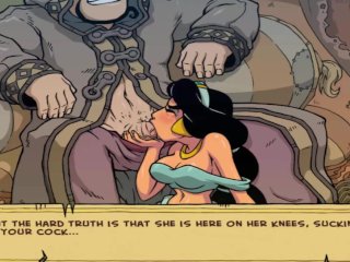 cartoon, princess jasmine, blowjob, small tits