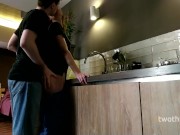 Preview 1 of SHY HOUSEWIFE FUCKED IN THE KITCHEN BY FRIEND