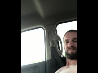 Riding in a car naked.  Flashing a trucker.  Stroking.