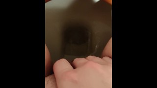 Pissing and masturbating after holding for hours