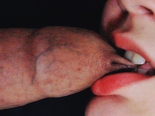 Juicy Foreskin and Cum Rubbing all over my Tongue and Lips